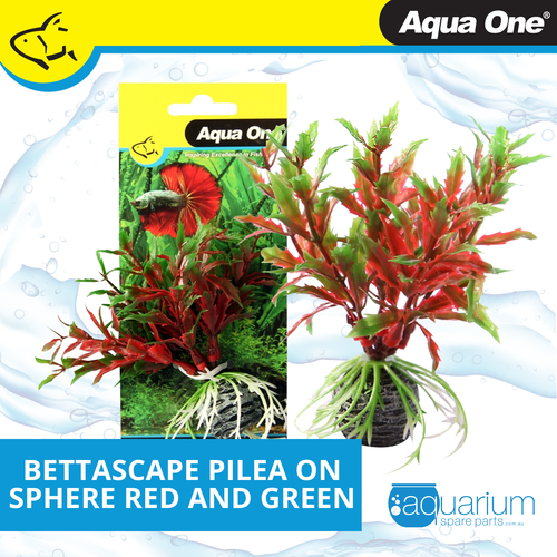Aqua One Bettascape Pilea On Sphere Red And Green Plastic Plant (28165)