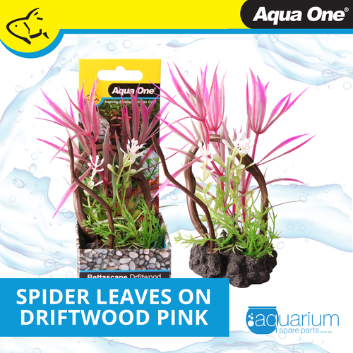 Aqua One Bettascape Spider Leaves On Driftwood Pink (28474)