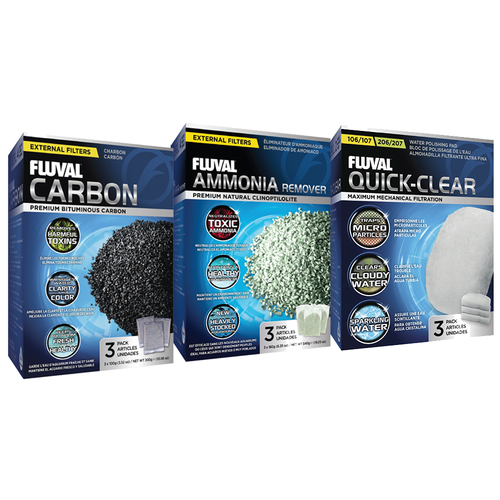 Fluval 107/207 Value Pack 3pk/9pc (includes Ammonia, Carbon & Pad)