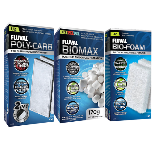 Fluval U2 Refresh Kit 3pk/5pc (includes BioMax, Carbon & Pad)
