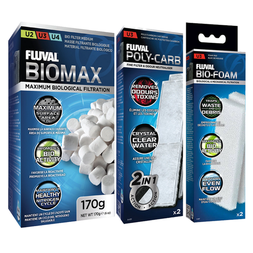 Fluval U3 Refresh Kit 3pk/5pc (includes BioMax, Carbon & Pad)