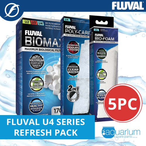 Fluval U4 Refresh Kit 3pk/5pc (includes BioMax, Carbon & Pad)