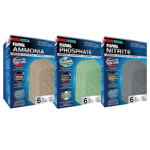 Fluval 306/307 & 406/407 Media Upgrade Kit 3pk/18pc (includes Ammonia, Nitrite, Phosphate Remover)