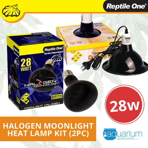 Reptile One Halogen Moonlight Heat Lamp Kit w/ Ceramic Dome Reflector 28W (2pc)