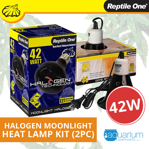 Reptile One Halogen Moonlight Heat Lamp Kit w/ Ceramic Dome Reflector 42W (2pc)