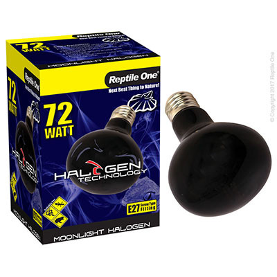 Reptile One Halogen Moonlight Heat Lamp Kit w/ Ceramic Dome Reflector 72W (2pc)