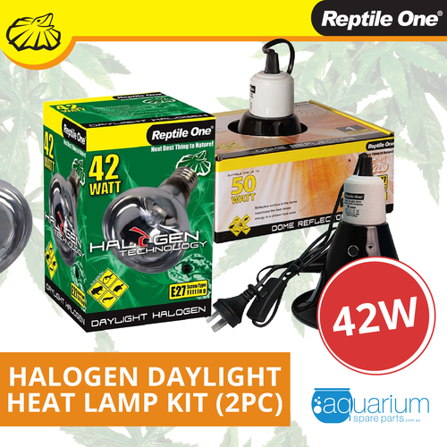 Reptile One Halogen Daylight Heat Lamp Kit w/ Ceramic Dome Reflector 42W (2pc)