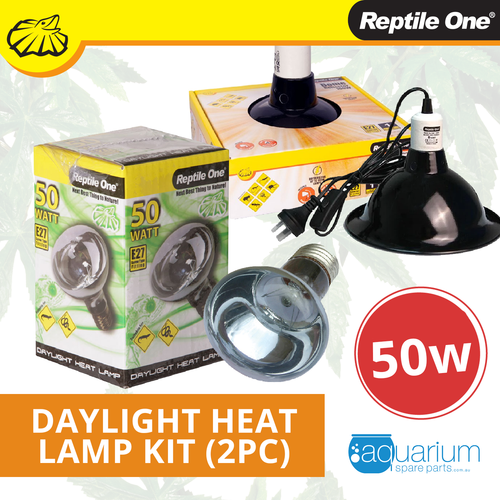 Reptile One Daylight Heat Lamp Kit w/ Ceramic Dome Reflector 50W (2pc)