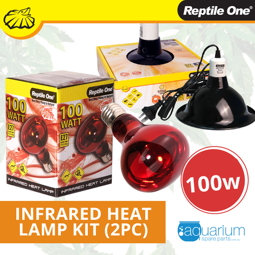 Reptile One Infrared Heat Lamp Kit w/ Ceramic Dome Reflector 100W (2pc)