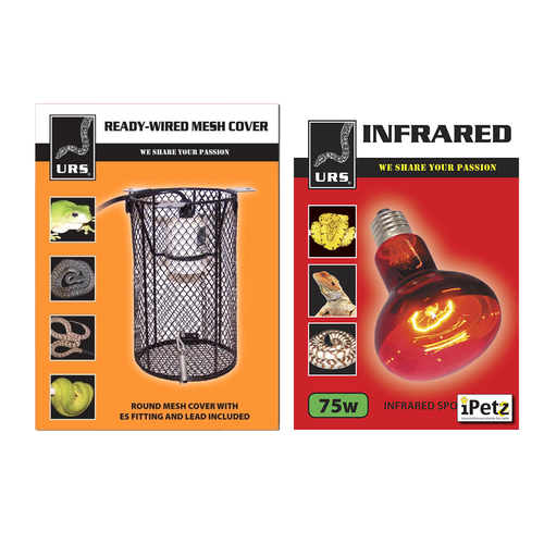 URS Infrared Spot Lamp 75W Kit w/ Mesh Cover