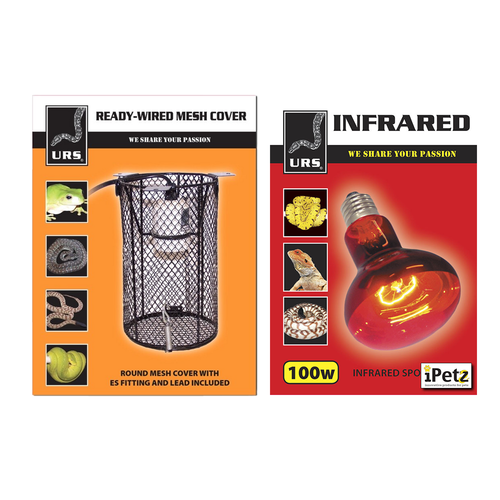 URS Infrared Spot Lamp 100W Kit w/ Mesh Cover