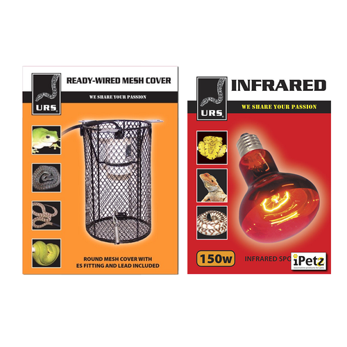 URS Infrared Spot Lamp 150W Kit w/ Mesh Cover