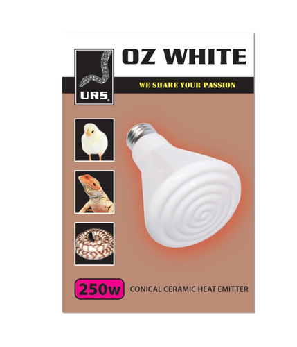 URS OZ White Ceramic Lamp 250W Kit w/ Mesh Cover