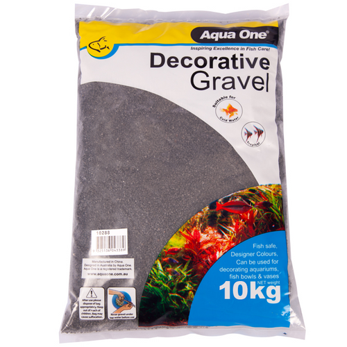 Aqua One Decorative Gravel 10kg Black Silica 2-3mm (10564)