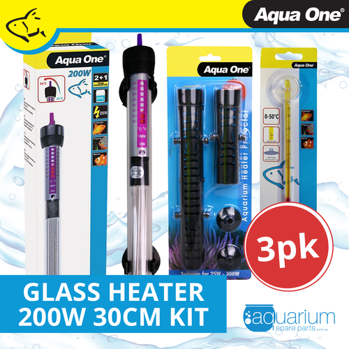 Aqua One Glass Heater 200w - 30cm Kit (3pk)