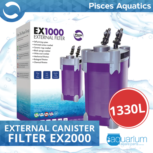 Pisces Aquatics External Canister Filter Ex2000 - 1330L/H (LAB101)