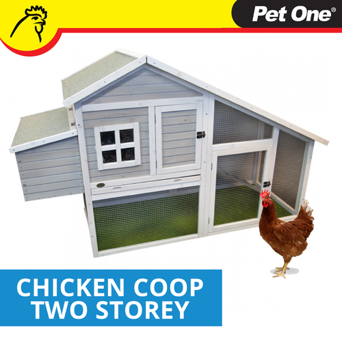 Pet One Wooden Chicken Coop Two Storey 190 x 75.5 x 113cm (55613)