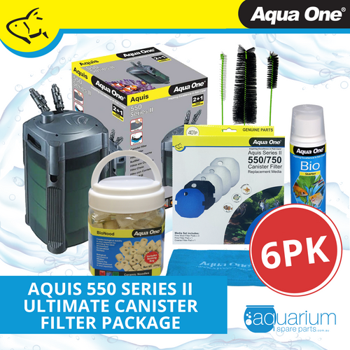 Aqua One Aquis Series II 550 Ultimate Canister Filter Package (6pk)