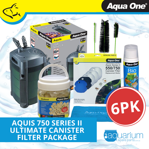Aqua One Aquis Series II 750 Ultimate Canister Filter Package (6pk)