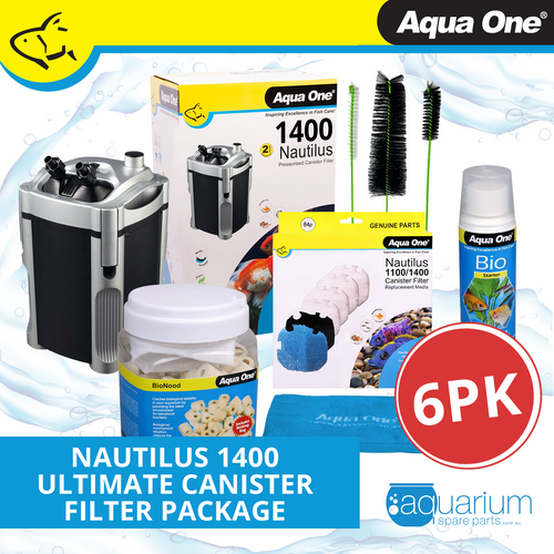 Aqua One Nautilus 1400 Ultimate Canister Filter Package (6pk)