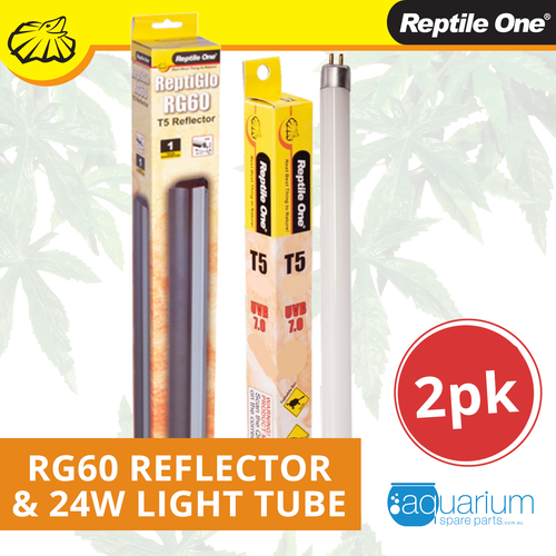 Reptile One ReptiGlo RG60 Reflector & T5 UVB Tube 24W Lighting Bundle (2pk)