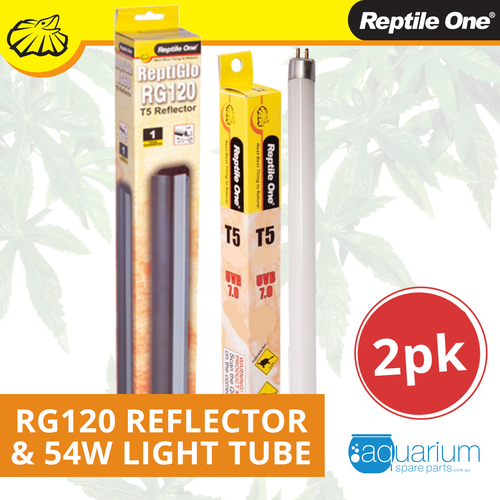 Reptile One ReptiGlo RG120 Reflector & T5 UVB Tube 54W Lighting Bundle (2pk)