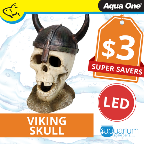Aqua One LED Viking Skull 8x6.9x9.7cm (37074)