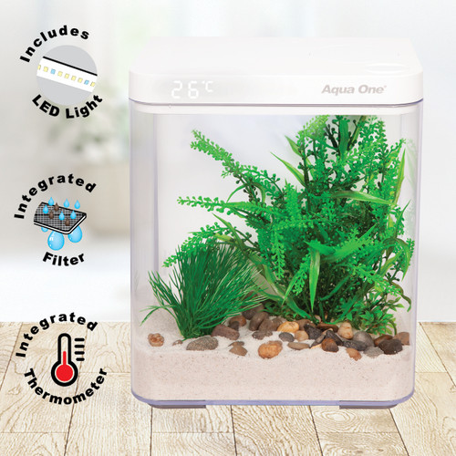 Aqua One BettaSense Curved Acrylic Aquarium (56314WH)