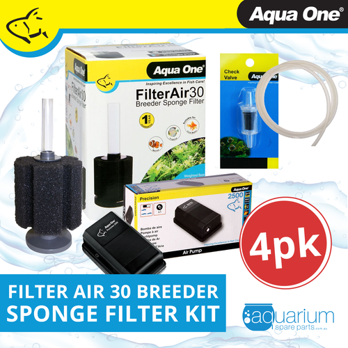 Aqua One Filter Air 30 Breeder Sponge Filter Kit (4pk) (19884-KIT)