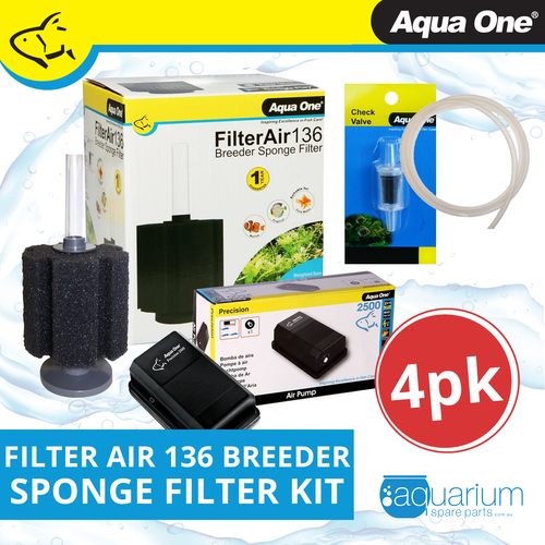 Aqua One Filter Air 136 Breeder Sponge Filter Kit (4pk)