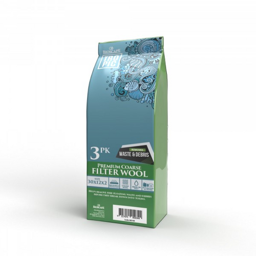 Bioscape Premium Coarse Filter Wool 3 Pack - Blue 32 x 12 x 02cm Sheets (BIS195)