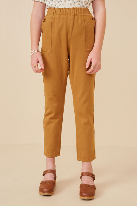 Girls Buttoned Pocket Tapered Twill Pants by Hayden