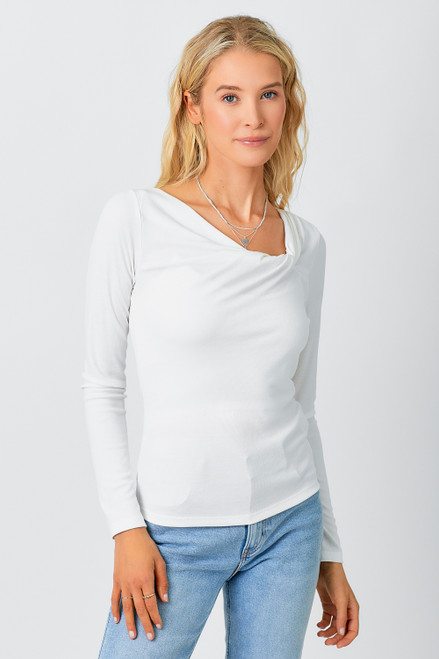 Mystree Modal Knotted Neck Top White