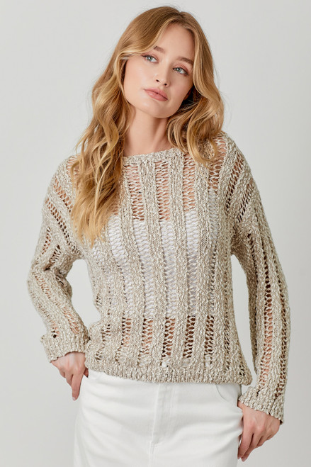 Mystree Melange Pullover Sweater Oatmeal