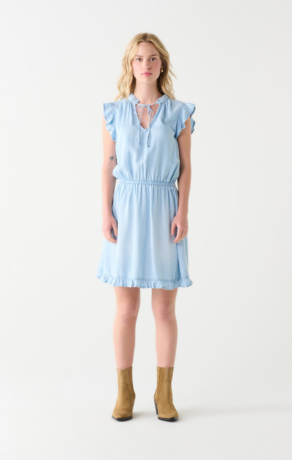 Dex Ruffle Trim Tencel Chambray Sleeveless Dress