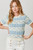 Mystree Scalloped Sweater Top Blue Cream