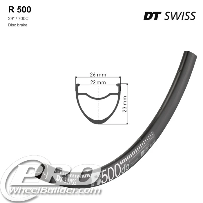 DT Swiss R500 ディスクホイール 700C DT Swiss R 500 Disc Brake Rim 700c, 22mm inner | PWB