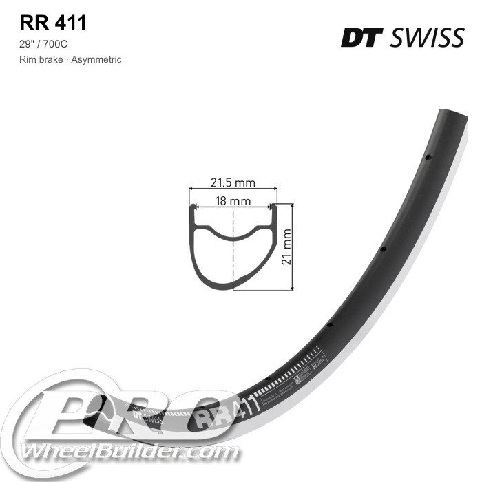 パーツ white industries t11 DT SWISS RR411 DT Swiss RR 411 Asymmetric Rim Brake Rim 700c | PWB
