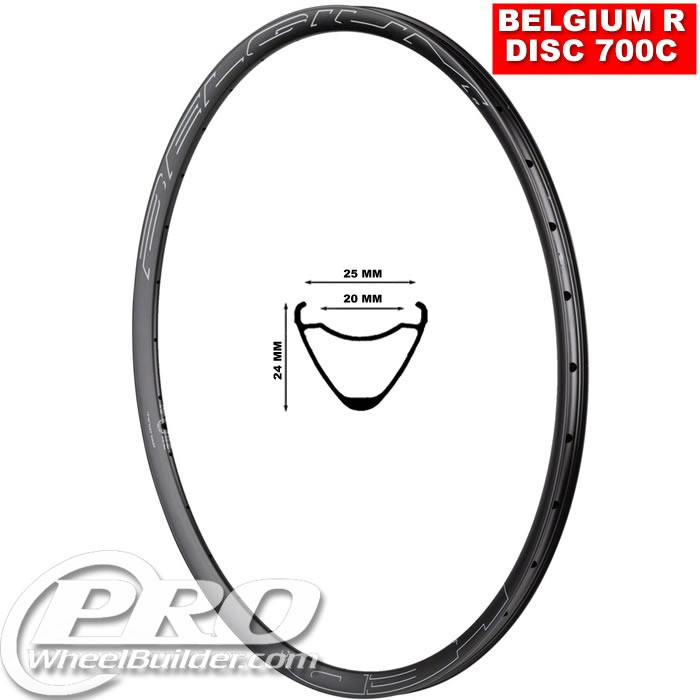 美品　HED. belgium R disc rim (black) 700C HED Belgium R Disc Rim 700c, 20.5mm inner, 24.5mm deep | PWB