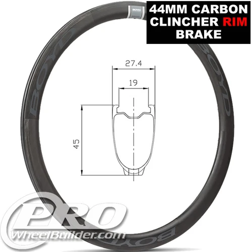 Boyd 44 Carbon Tubeless Rim Brake Rim