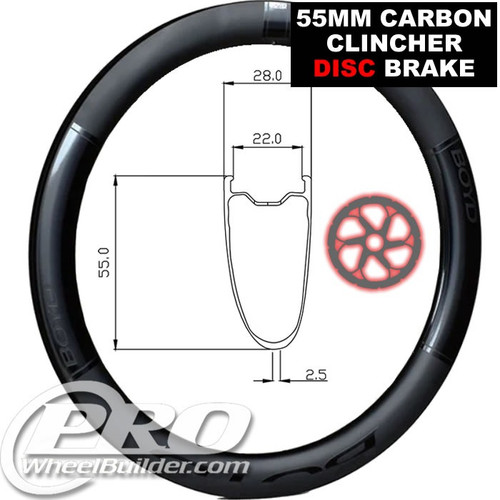 BOYD 55 CARBON TUBELESS DISC BRAKE RIM