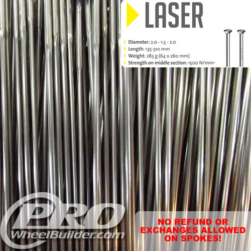 SAPIM LASER STRAIGHT PULL DOUBLE BUTTED 14|17|14G - 2.0|1.5|2.0MM SPOKES