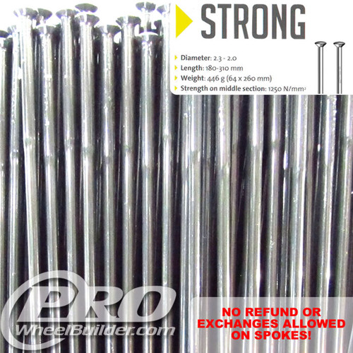 SAPIM STRONG STRAIGHT PULL SINGLE BUTTED 14|13G - 2.0|2.4MM SPOKES