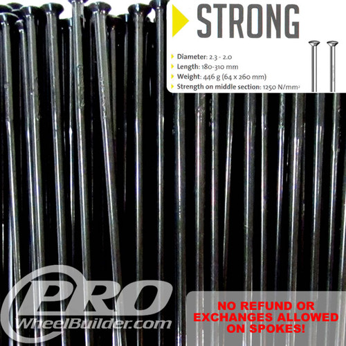 SAPIM STRONG STRAIGHT PULL SINGLE BUTTED 14|13G - 2.0|2.4MM SPOKES