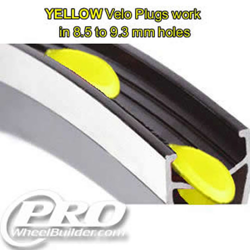 VELOCITY VELO PLUGS YELLOW 8.5MM TO 9.3MM HOLES