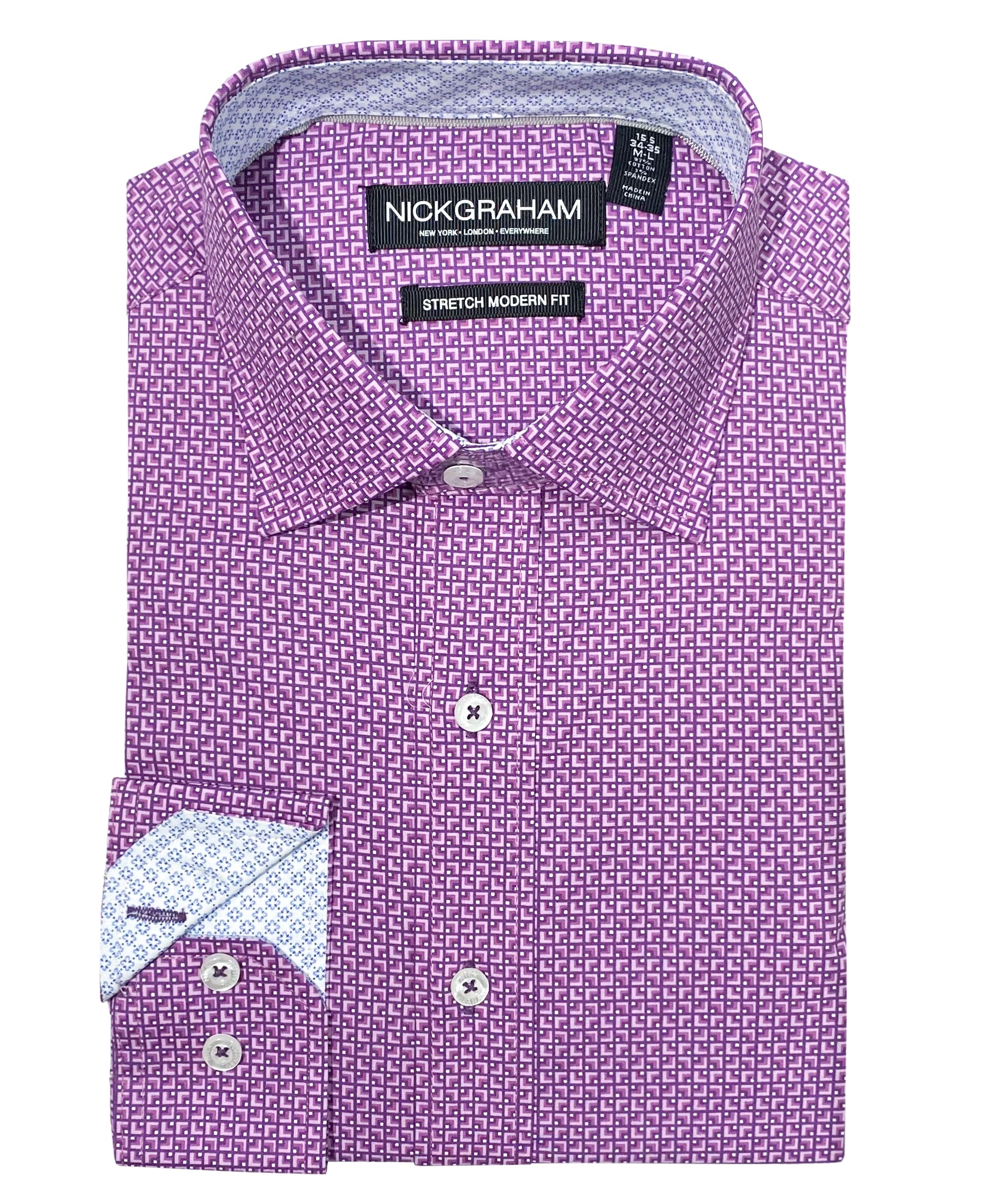 white christmas dresses Men's Slim Fit Light Purple Button Up Dress Shirt Size N5 main image 1
