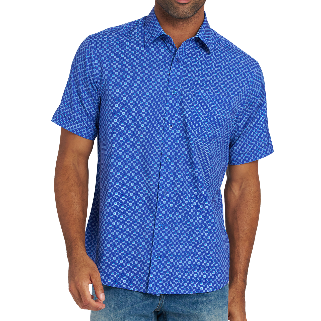 Box Grid Short Sleeve Sport Shirt - Nick Graham