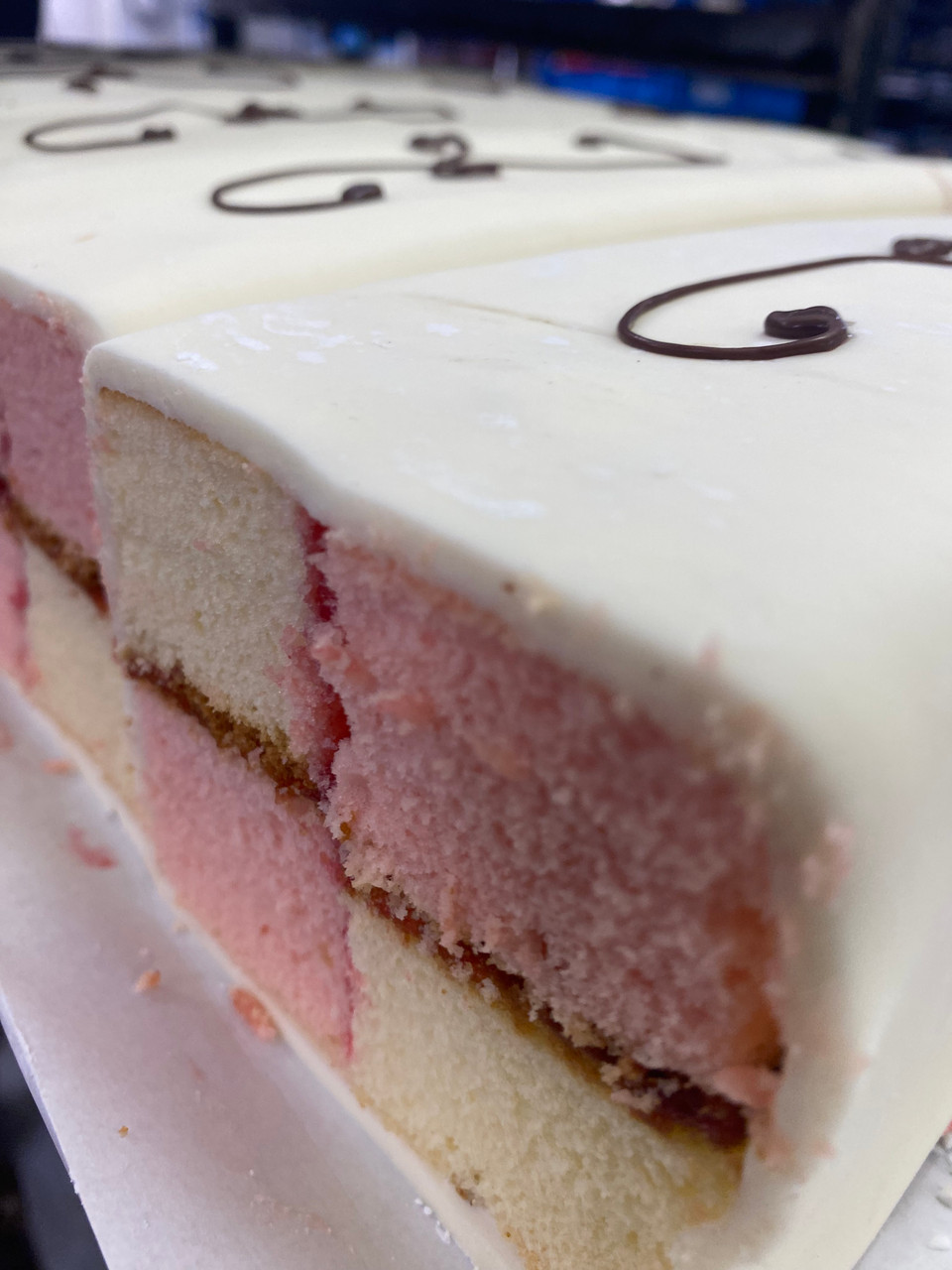 Pistachio Lemon Battenberg Cake with Pistachio Marzipan - Little Sugar Snaps