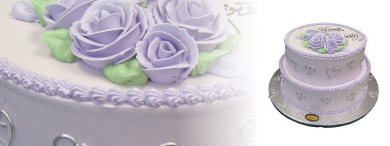 21st Cake 2 tier Purple with Flowers