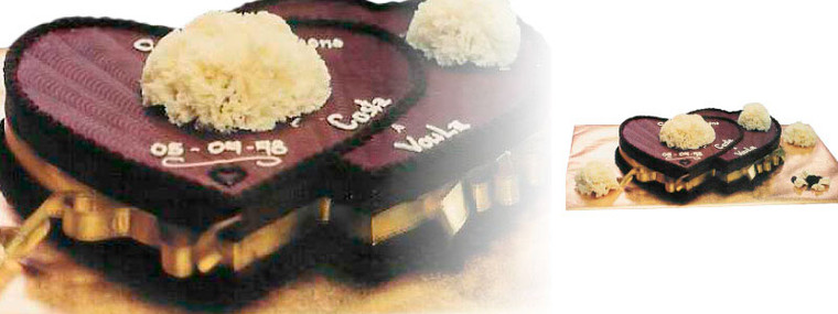 Two Interlocking Hearts Wedding Cake